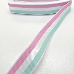 Su Yeşili Pembe Grogren Kurdele 2,5 cm 1 Metre-HOBG-1019