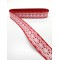 Kırmızı Dantel Baskılı Grogren Kurdele 2,5 cm 1 Metre-HOBG-1027