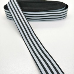 Siyah Beyaz Çizgili Tafta Kurdele 2,5 cm 1 Metre-HOBG-1042