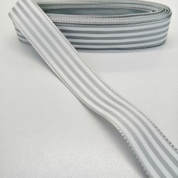 Gri Beyaz Çizgili Tafta Kurdele 2,5 cm 1 Metre-HOBG-1044