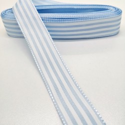 Bebe Mavi Çizgili Tafta Kurdele 2,5 cm 1 Metre-HOBG-1047