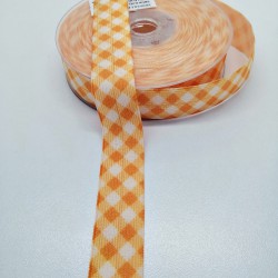 Turuncu Beyaz Desenli Biye Lastik 2 cm 1 Metre-HOBG-1049