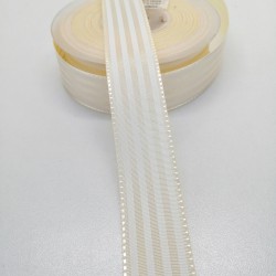 Krem Çizgili Tafta Kurdele 2,5 cm 1 Metre-HOBG-1052 Krem Çizgili Tafta Kurdele 2,5 cm 1 Metre-HOBG-1052