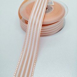 Yavruağzı Çizgili Tafta Kurdele 2,5 cm 1 Metre-HOBG-1053