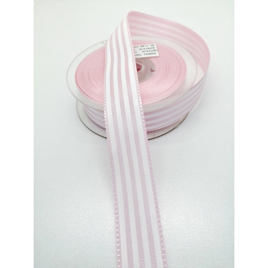 Pembe Çizgili Tafta Kurdele 2,5 cm 1 Metre-HOBG-1056