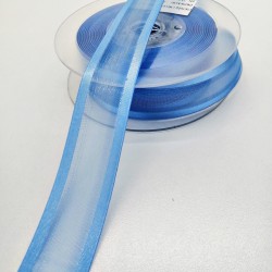 Mavi Organze Saten Kurdele 2,5 cm 1 Metre-HOBG-1060