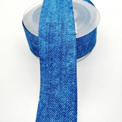 Mavi Kot Desenli Kurdele 4 cm 1 Metre-HOBG-1076