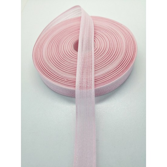 Pembe Keten Kurdele 2,5 cm 1 Metre-HOBG-1085