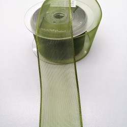 Zeytin Yeşili Şifon Kurdele 4 cm 1 Metre-HOBG-1106
