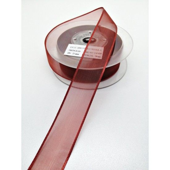 Bordo Şifon Kurdele 2,5 cm 1 Metre-HOBG-1128