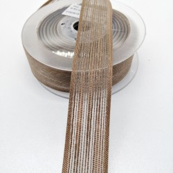 Açık Kahve Keten Efektli Kurdele 2,5 cm 1 Metre-HOBG-1140