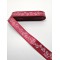 Bordo Yaprak Desenli Saten Kurdele 2,5 cm 1 Metre-HOBG-1153