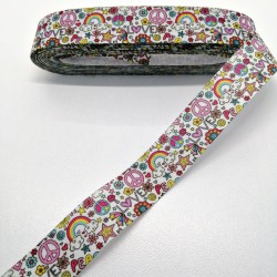 Renkli Unicorn Desenli Grogren Kurdele 2,5 cm 1 Metre-HOBG-1173