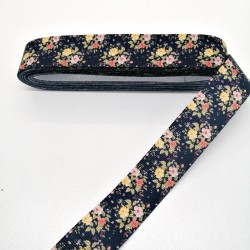 Lacivert Çiçek Desenli Grogren Kurdele 2,5 cm 1 Metre-HOBG-1176 Lacivert Çiçek Desenli Grogren Kurdele 2,5 cm 1 Metre-HOBG-1176