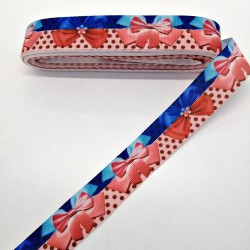 Renkli Fiyonk Desenli Grogren Kurdele 2,5 cm 1 Metre-HOBG-1190