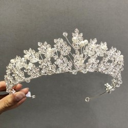 Yaprak Desenli Kristal Taşlı Gelin Tacı-HYTAC-23 Yaprak Desenli Kristal Taşlı Gelin Tacı-HYTAC-23
