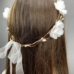 Sade Beyaz Çiçekli Dış Çekim Gelin Tacı Ve Saç Aksesuarı-INCILITC-15