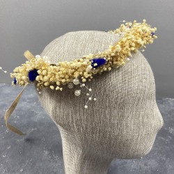 Mavi Pamuk Otlu Krem Cipsolu Organizasyon Gelin Dış Çekim Tacı-INCILITC-43