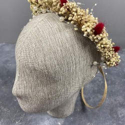 Kırmızı Pamuk Otlu Krem Cipsolu Organizasyon Gelin Dış Çekim Tacı-INCILITC-44