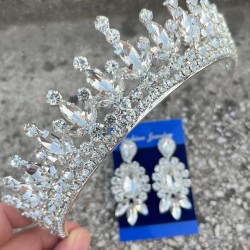 İvanna Gümüş Gelin Kına Tacı Özel Gün Aksesuar Kadın Taç Ve Üç Mekik Küpe Takımı-IVANA-12 İvanna Gümüş Gelin Kına Tacı Özel Gün Aksesuar Kadın Taç Ve Üç Mekik Küpe Takımı-IVANA-12