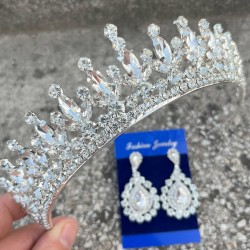 İvanna Gümüş Gelin Kına Tacı Özel Gün Aksesuar Kadın Taç Ve Damla Mekik Küpe Takımı-IVANA-15 İvanna Gümüş Gelin Kına Tacı Özel Gün Aksesuar Kadın Taç Ve Damla Mekik Küpe Takımı-IVANA-15