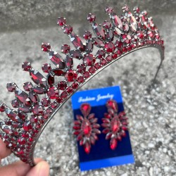 İvanna Bordo Gelin Kına Tacı Özel Gün Aksesuar Kadın Taç Ve İnce Mekik Küpe Takımı-IVANA-16 İvanna Bordo Gelin Kına Tacı Özel Gün Aksesuar Kadın Taç Ve İnce Mekik Küpe Takımı-IVANA-16