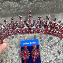 İvanna Bordo Gelin Kına Tacı Özel Gün Aksesuar Kadın Taç Ve İnce Mekik Küpe Takımı-IVANA-16 İvanna Bordo Gelin Kına Tacı Özel Gün Aksesuar Kadın Taç Ve İnce Mekik Küpe Takımı-IVANA-16