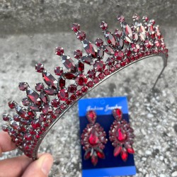 İvanna Bordo Gelin Kına Tacı Özel Gün Aksesuar Kadın Taç Ve Üç Mekik Küpe Takımı-IVANA-17 İvanna Bordo Gelin Kına Tacı Özel Gün Aksesuar Kadın Taç Ve Üç Mekik Küpe Takımı-IVANA-17