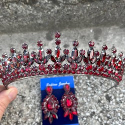 İvanna Bordo Gelin Kına Tacı Özel Gün Aksesuar Kadın Taç Ve Üç Mekik Küpe Takımı-IVANA-17 İvanna Bordo Gelin Kına Tacı Özel Gün Aksesuar Kadın Taç Ve Üç Mekik Küpe Takımı-IVANA-17