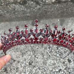İvanna Bordo Gelin Kına Tacı Özel Gün Aksesuar Kadın Taç Saç Aksesuarı-IVANA-3 İvanna Bordo Gelin Kına Tacı Özel Gün Aksesuar Kadın Taç Saç Aksesuarı-IVANA-3