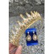 İvanna Gold Gelin Kına Tacı Özel Gün Aksesuar Kadın Taç Ve Damla Mekik Küpe Takımı-IVANA-32 İvanna Gold Gelin Kına Tacı Özel Gün Aksesuar Kadın Taç Ve Damla Mekik Küpe Takımı-IVANA-32
