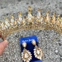 İvanna Gold Gelin Kına Tacı Özel Gün Aksesuar Kadın Taç Ve Geniş Mekik Küpe Takımı-IVANA-35 İvanna Gold Gelin Kına Tacı Özel Gün Aksesuar Kadın Taç Ve Geniş Mekik Küpe Takımı-IVANA-35