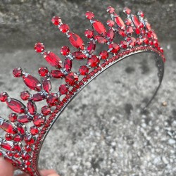 İvanna Kırmızı Gelin Kına Tacı Özel Gün Aksesuar Kadın Taç Saç Aksesuarı-IVANA-5 İvanna Kırmızı Gelin Kına Tacı Özel Gün Aksesuar Kadın Taç Saç Aksesuarı-IVANA-5
