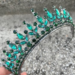 İvanna Yeşil Gelin Kına Tacı Özel Gün Aksesuar Kadın Taç Saç Aksesuarı-IVANA-6 İvanna Yeşil Gelin Kına Tacı Özel Gün Aksesuar Kadın Taç Saç Aksesuarı-IVANA-6