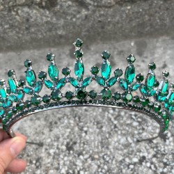 İvanna Yeşil Gelin Kına Tacı Özel Gün Aksesuar Kadın Taç Saç Aksesuarı-IVANA-6 İvanna Yeşil Gelin Kına Tacı Özel Gün Aksesuar Kadın Taç Saç Aksesuarı-IVANA-6