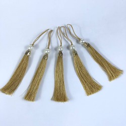 Vizon Gold Kapaklı İncili Püskül 1 Adet Boy 12 Cm-KAPPUSKUL-1