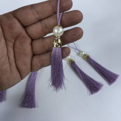 Lila Gold Kapaklı İncili Püskül 1 Adet Boy 12 Cm-KAPPUSKUL-13