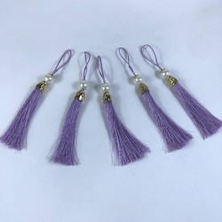 Lila Gold Kapaklı İncili Püskül 1 Adet Boy 12 Cm-KAPPUSKUL-13