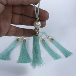 Su Yeşili Gold Kapaklı İncili Püskül 1 Adet Boy 12 Cm-KAPPUSKUL-2