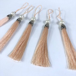 Somon Gümüş Kapaklı İncili Püskül 1 Adet Boy 12 Cm-KAPPUSKUL-20