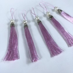 Pembe Gümüş Kapaklı İncili Püskül 1 Adet Boy 12 Cm-KAPPUSKUL-21