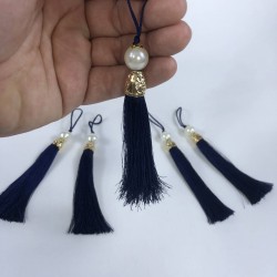 Lacivert Gold Kapaklı İncili Püskül 1 Adet Boy 12 Cm-KAPPUSKUL-3