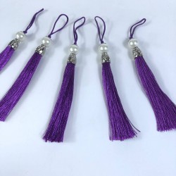 Mürdüm Gümüş Kapaklı İncili Püskül 1 Adet Boy 12 Cm-KAPPUSKUL-32