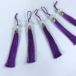 Mürdüm Gümüş Kapaklı İncili Püskül 1 Adet Boy 12 Cm-KAPPUSKUL-32