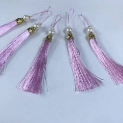 Pembe Gold Kapaklı İncili Püskül 1 Adet Boy 12 Cm-KAPPUSKUL-5