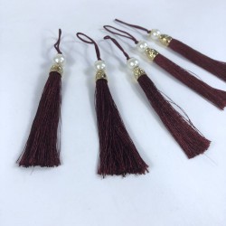 Bordo Gold Kapaklı İncili Püskül 1 Adet Boy 12 Cm-KAPPUSKUL-6