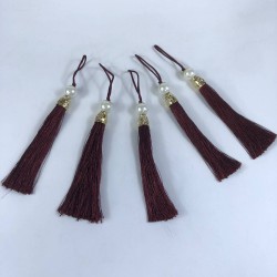 Bordo Gold Kapaklı İncili Püskül 1 Adet Boy 12 Cm-KAPPUSKUL-6