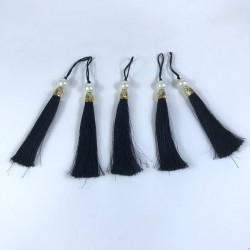 Siyah Gold Kapaklı İncili Püskül 1 Adet Boy 12 Cm-KAPPUSKUL-8