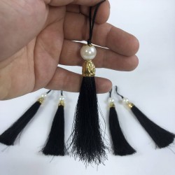 Siyah Gold Kapaklı İncili Püskül 1 Adet Boy 12 Cm-KAPPUSKUL-8