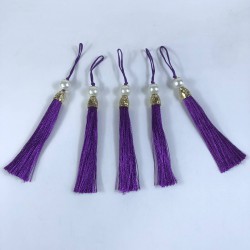 Mor Gold Kapaklı İncili Püskül 1 Adet Boy 12 Cm-KAPPUSKUL-9